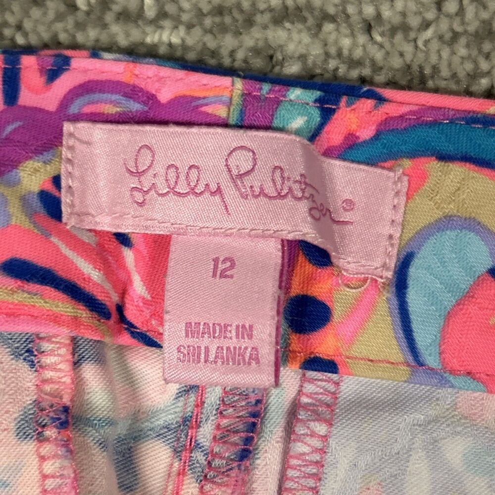 Lilly Pulitzer Kelly Pants Womens 12 Drop Me a Lime Blue Pink Resort Vacation - Picture 3 of 8